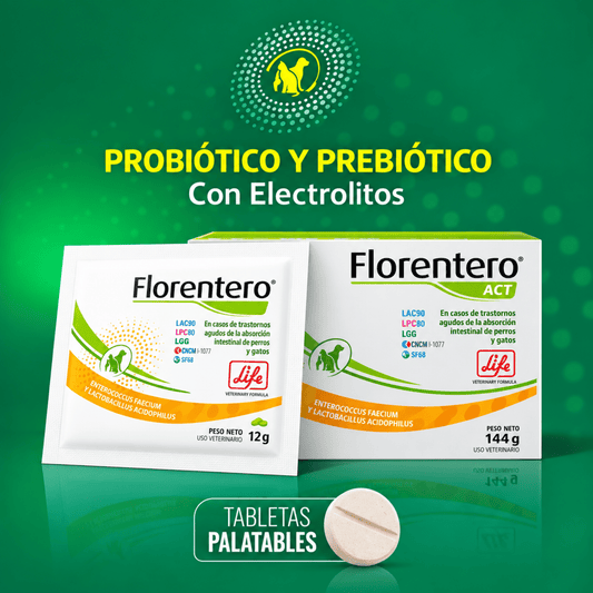 Florentero Probiótico y Prebiótico para Perros y Gatos | 10 Tabletas - Cosmos