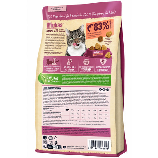 Happy Cat Minkas Sterilised Salmón – Alimento Completo para Gatos Adultos Esterilizados - Cosmos