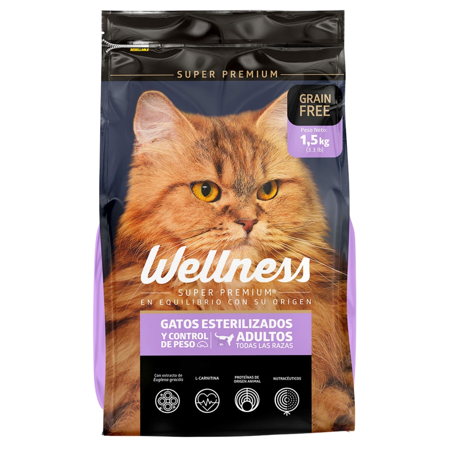 WELLNESS GATOS ESTERILIZADOS CONTROL DE PESO – Alimento Súper Premium para Gatos Adultos