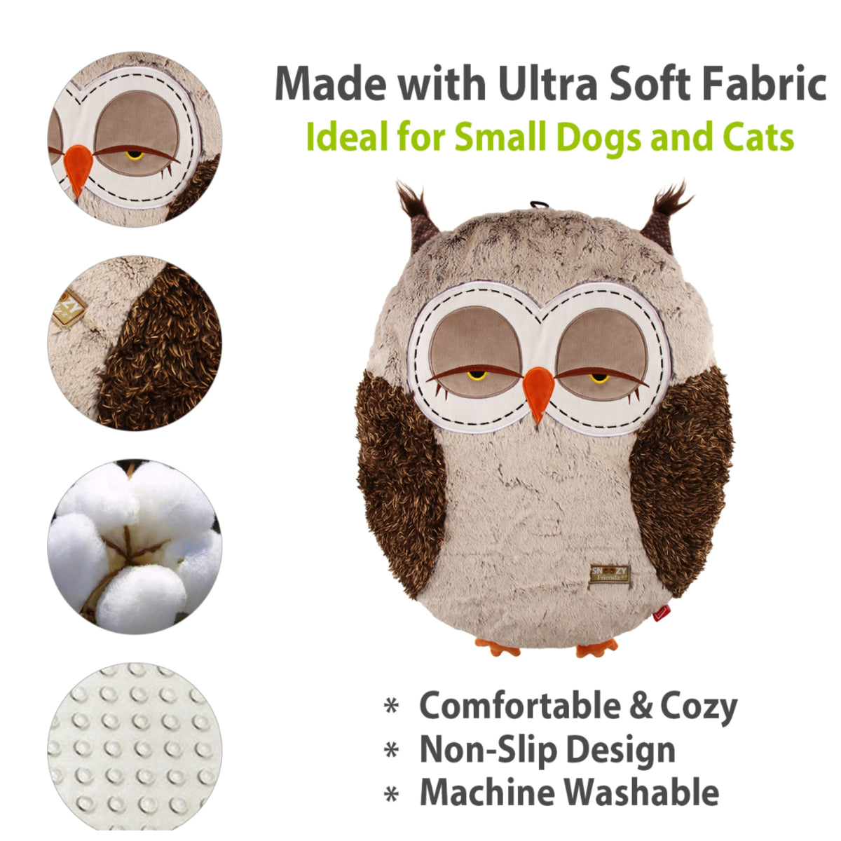 GiGwi Snoozy Friends Cama para Perros y Gatos | Diseño Búho Ultra Suave - Cosmos