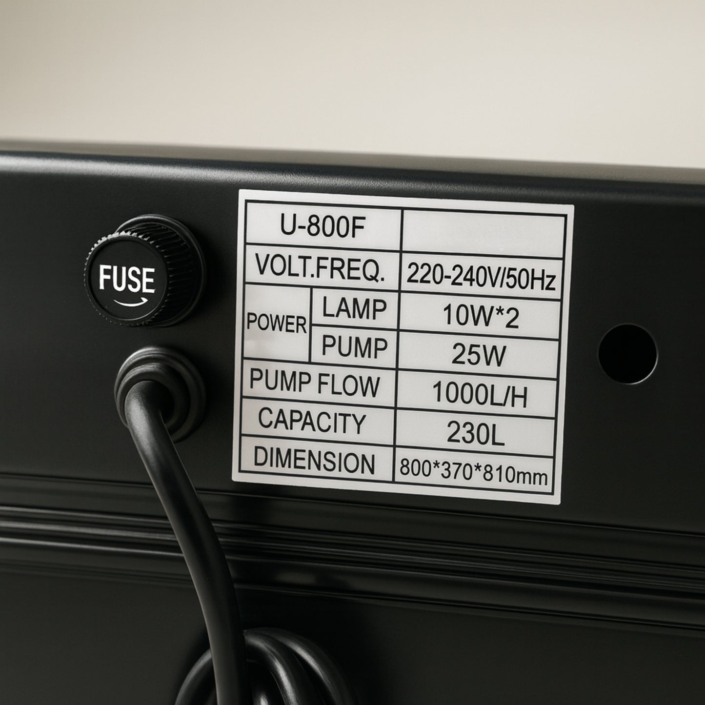 Acuario Premium U - 800F – 230 Litros Vidrio curvo, sistema de filtrado completo e iluminación LED integrada - COSMOS