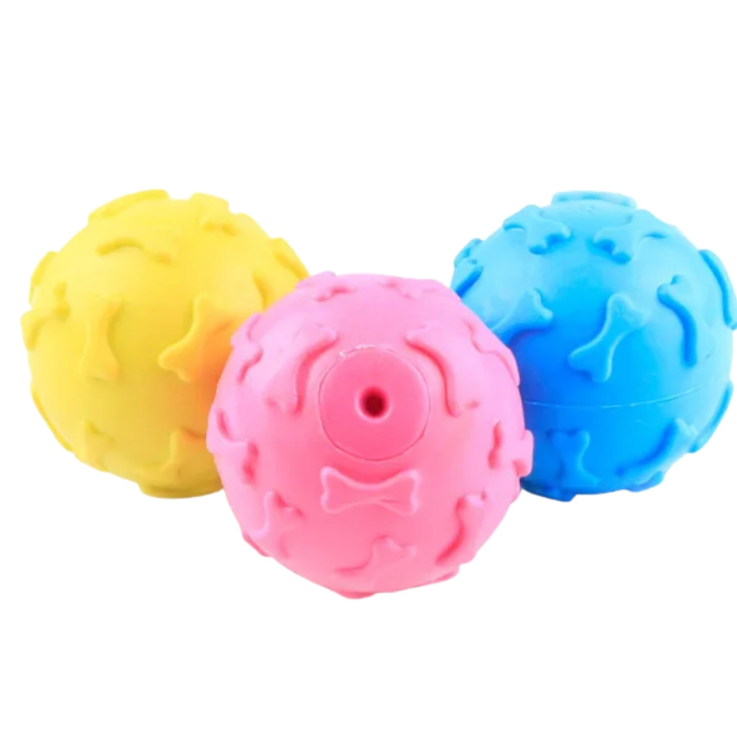 Pelota Huesitos de Caucho para Perros – Con Relieve y Sonido