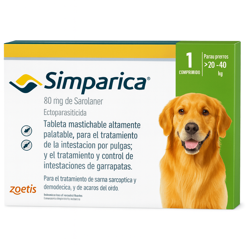 Simparica tableta antipulgas, garrapatas, piojos y ácaros ( 1 unidad) - COSMOS