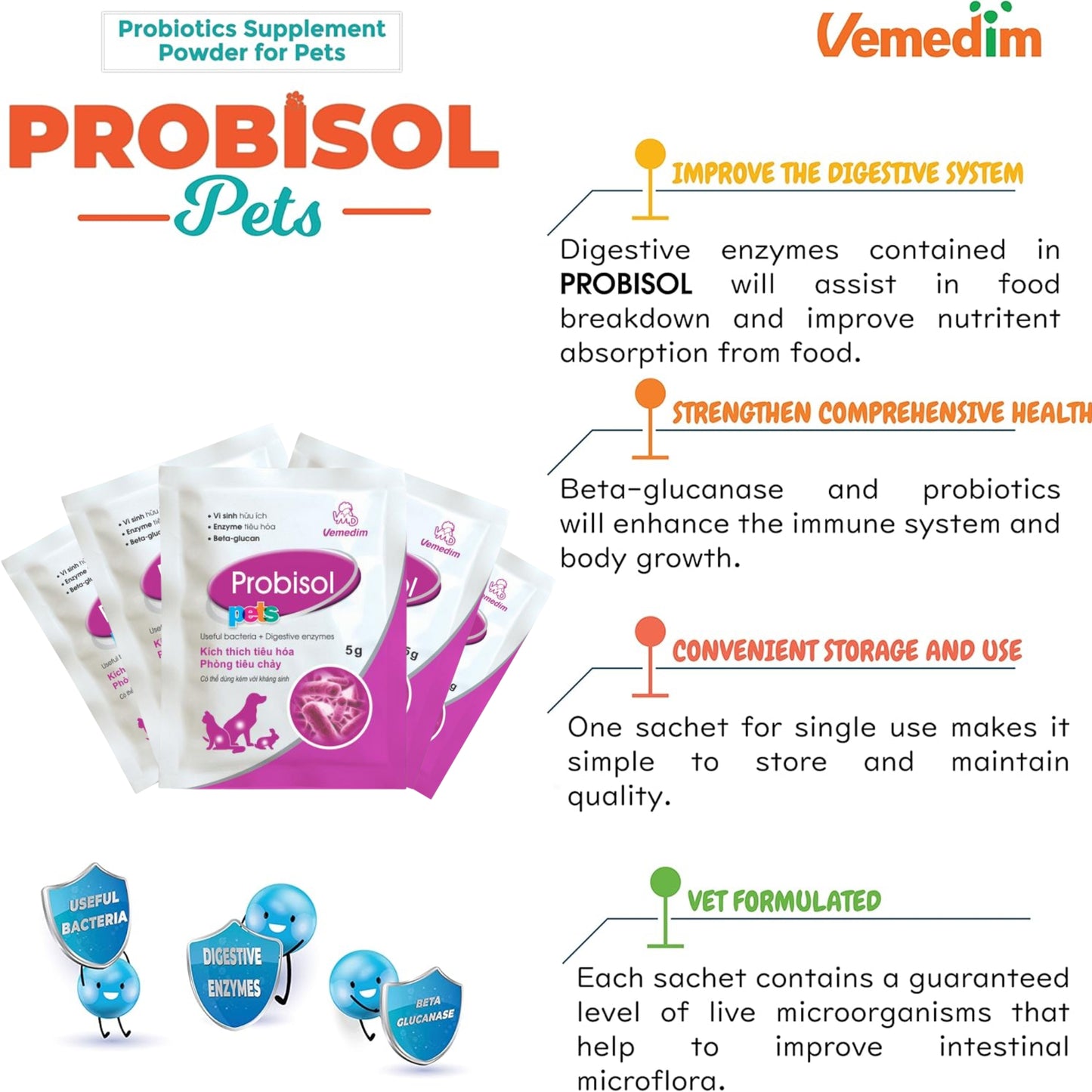 Probisol Pets - Probiótico en Polvo (30 sobres)