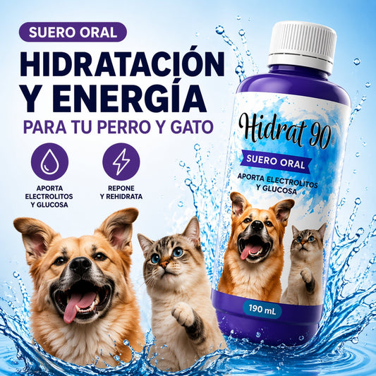 Hidrat - 90 – Suero Oral Rehidratante para Perros y Gatos - Cosmos