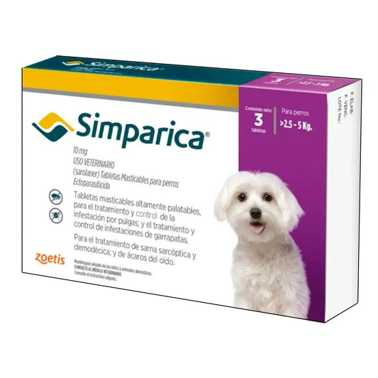 Simparica tableta antipulgas, garrapatas, piojos y ácaros ( 1 unidad) - COSMOS