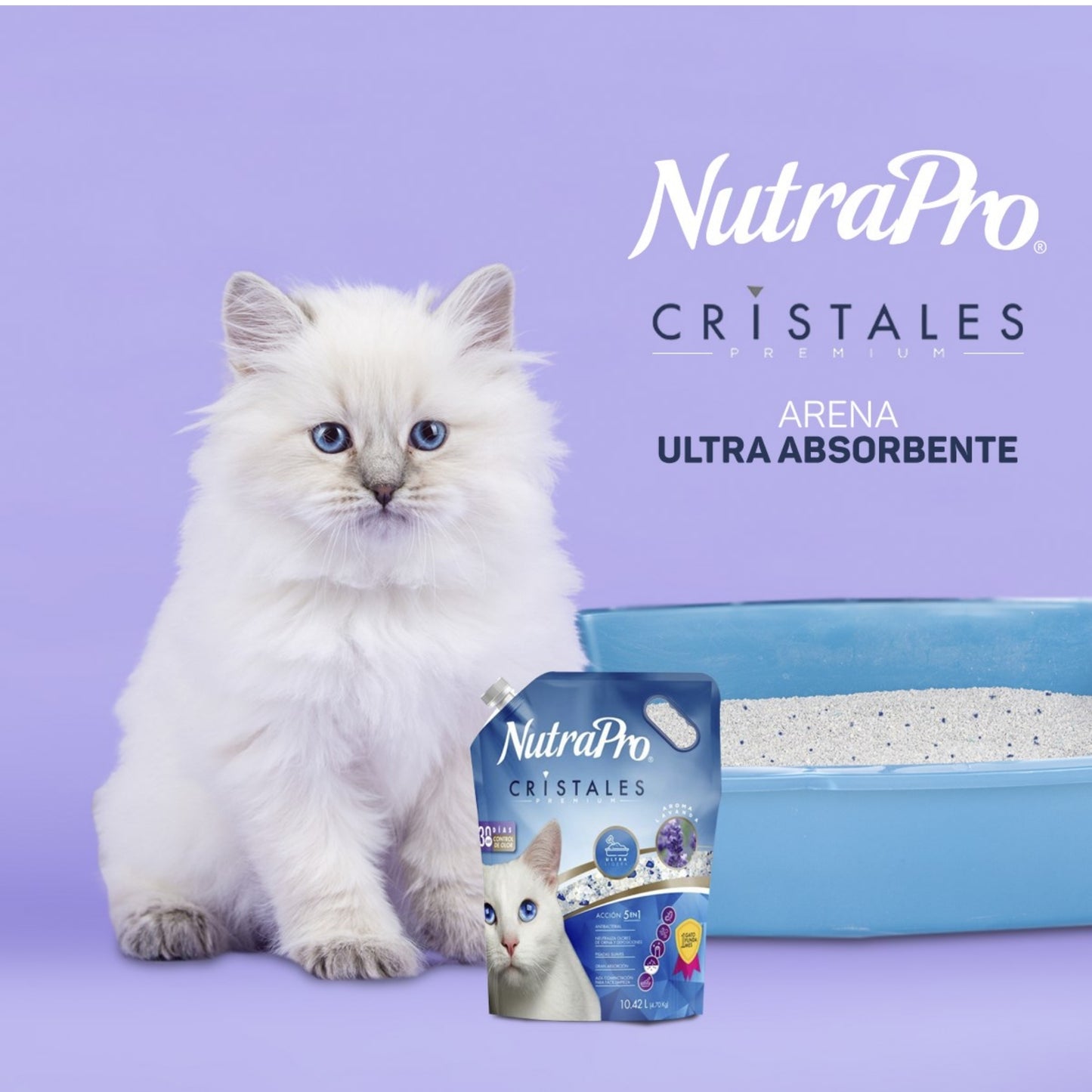 NutraPro Cristales – Arena Sanitaria para Gato con Aroma a Lavanda (Sílica Gel)