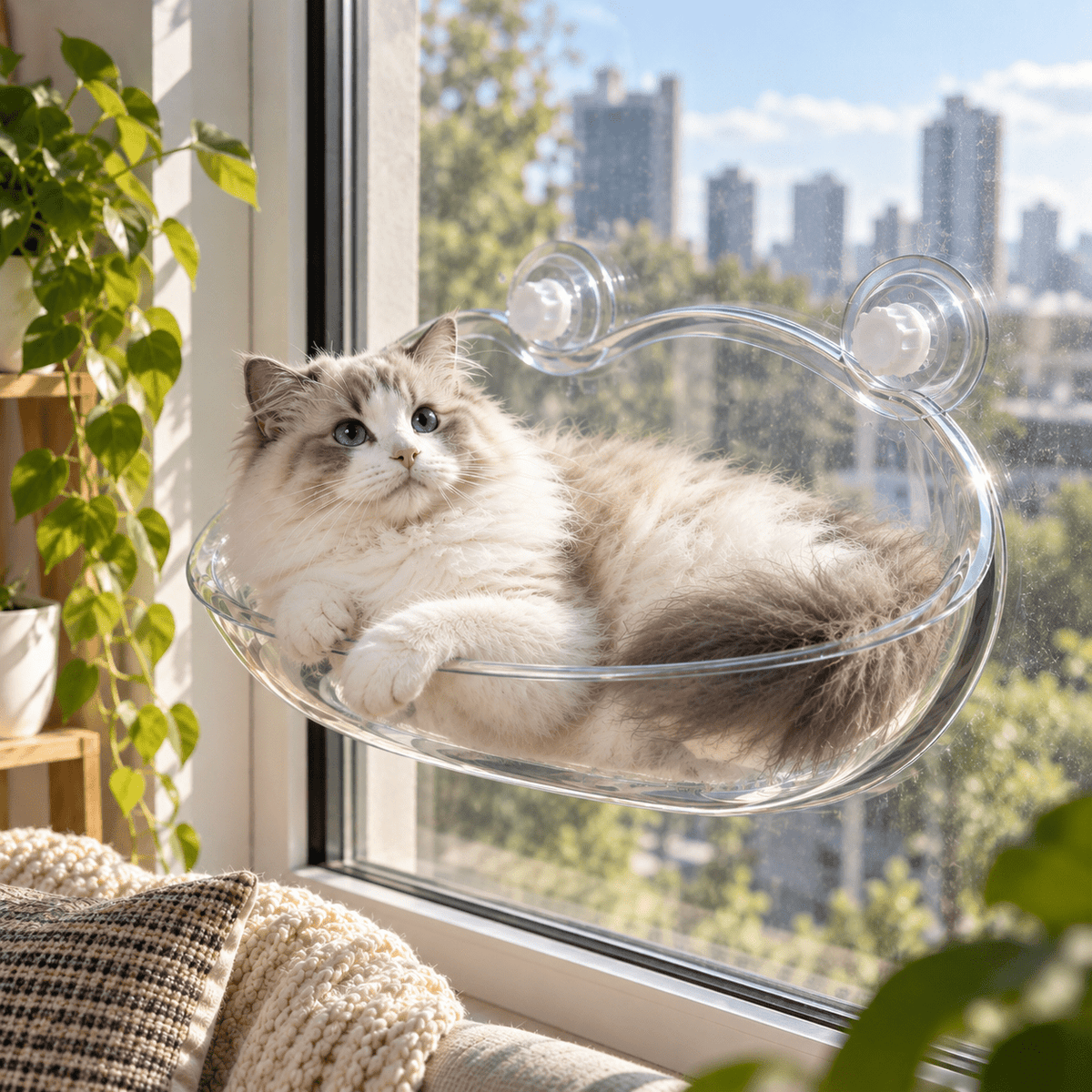 Hamaca Transparente para Gatos con Ventosas - Cosmos