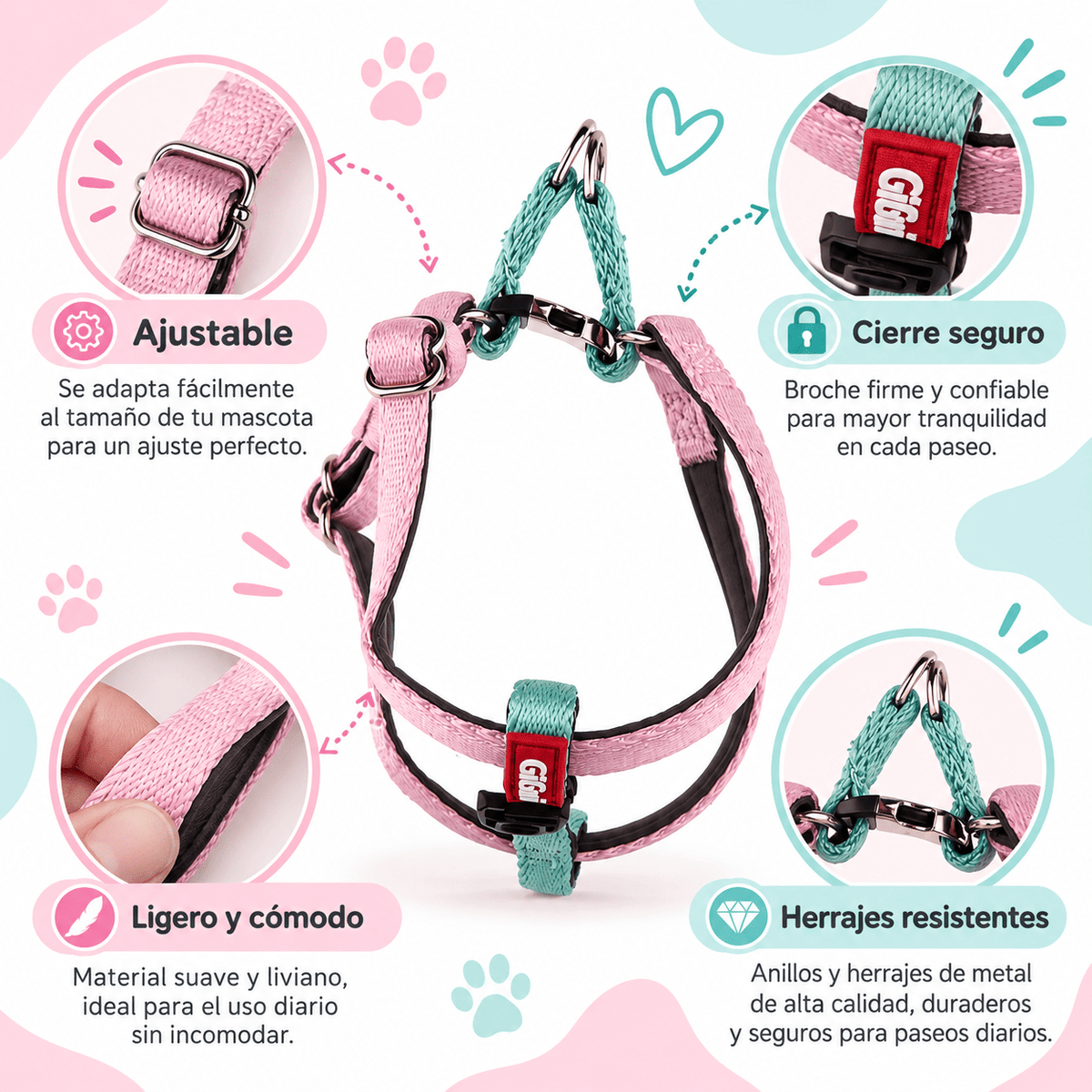 Arnés Premium Ajustable para Perro GiGwi – Talla S - Cosmos