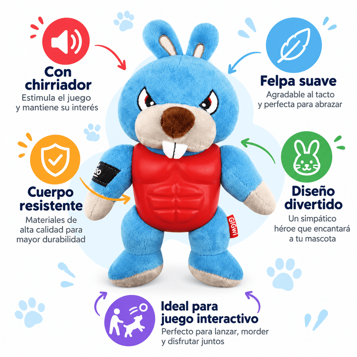 Juguete de Peluche Conejo Héroe con Sonido para Perro GiGwi I’m Hero - Cosmos