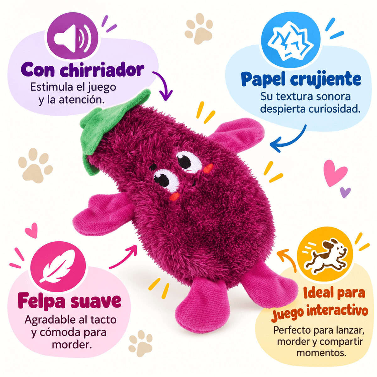 Juguete de Peluche Berenjena con Sonido para Perro GiGwi Suppa - Cosmos