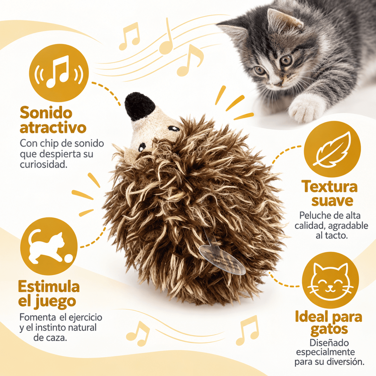 Juguete Erizo con Sonido para Gato GiGwi Melody Chaser - Cosmos