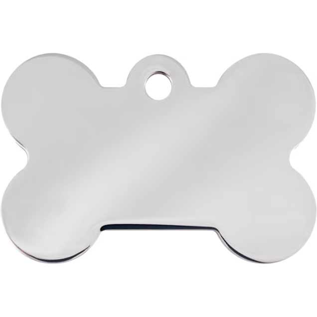 Quick-Tag Bone – Placa de Identificación Personalizada para Perros (Cromada, Grande)