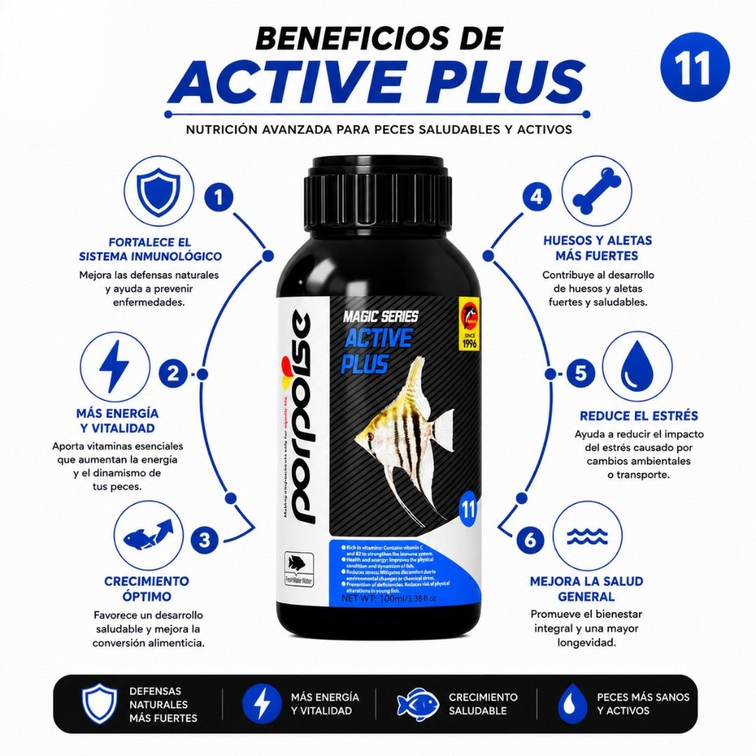 Porpoise Magic Series Active Plus 100 ml – Suplemento Multivitamínico para Peces Ornamentales - Cosmos