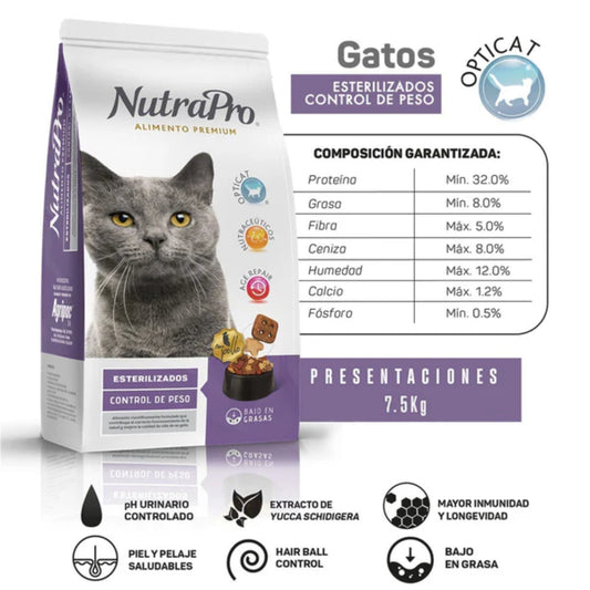 NutraPro Gatos Esterilizados & Control de Peso 7.5kg - Cosmos