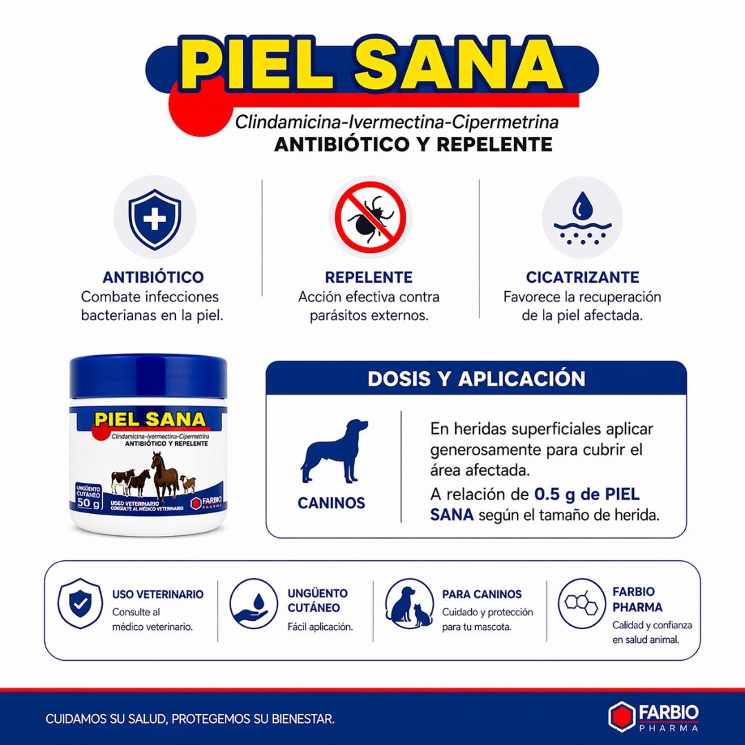 Piel Sana® 50 g – Ungüento Antibiótico y Repelente Cutáneo para Perros y Gatos - Cosmos