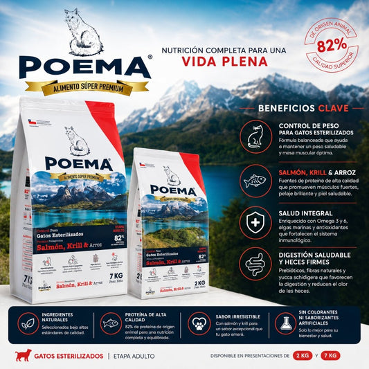 Poema Gato Esterilizados – Control de Peso con Salmón y Krill - Cosmos