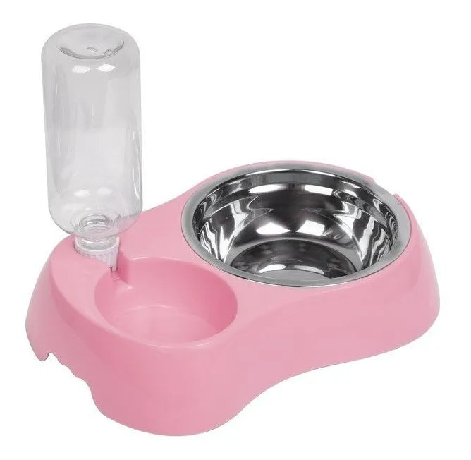 Comedero y Bebedero Automático para Perros y Gatos – Base Antideslizante con Tazón de Acero Inoxidable