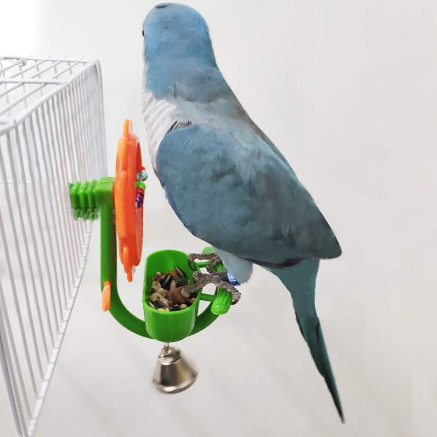 Juguete Espejo con Comedero y Campana para Pájaros - COSMOS