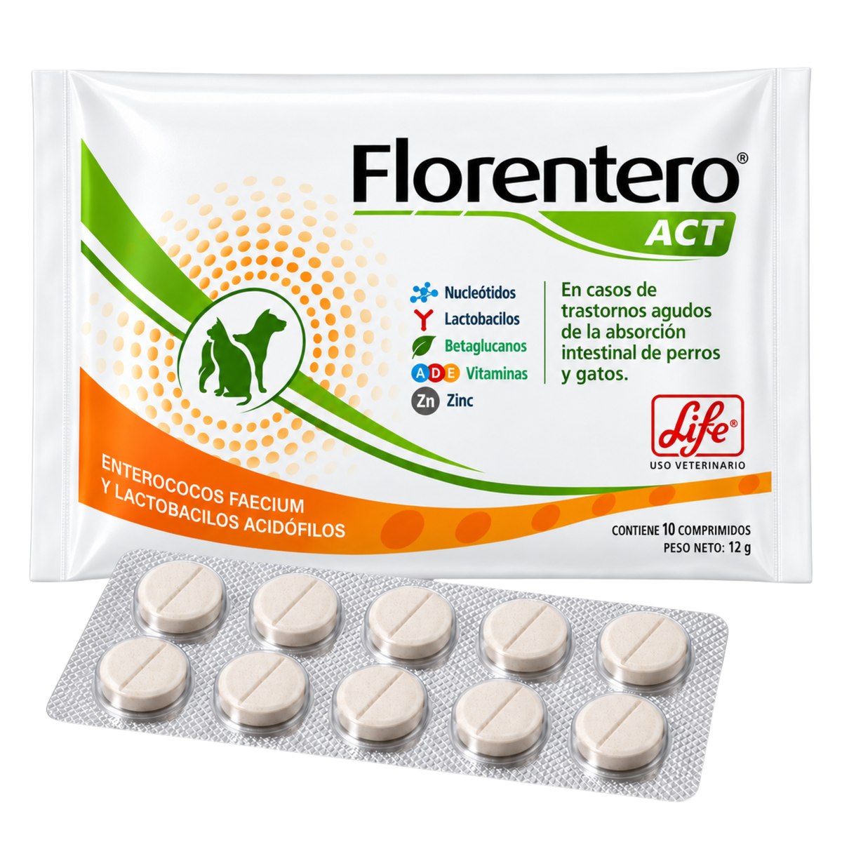 Florentero Probiótico y Prebiótico para Perros y Gatos | 10 Tabletas