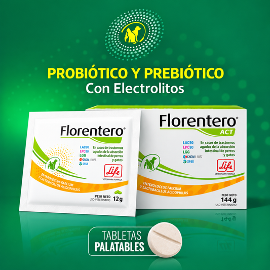 Florentero Probiótico y Prebiótico para Perros y Gatos | 10 Tabletas