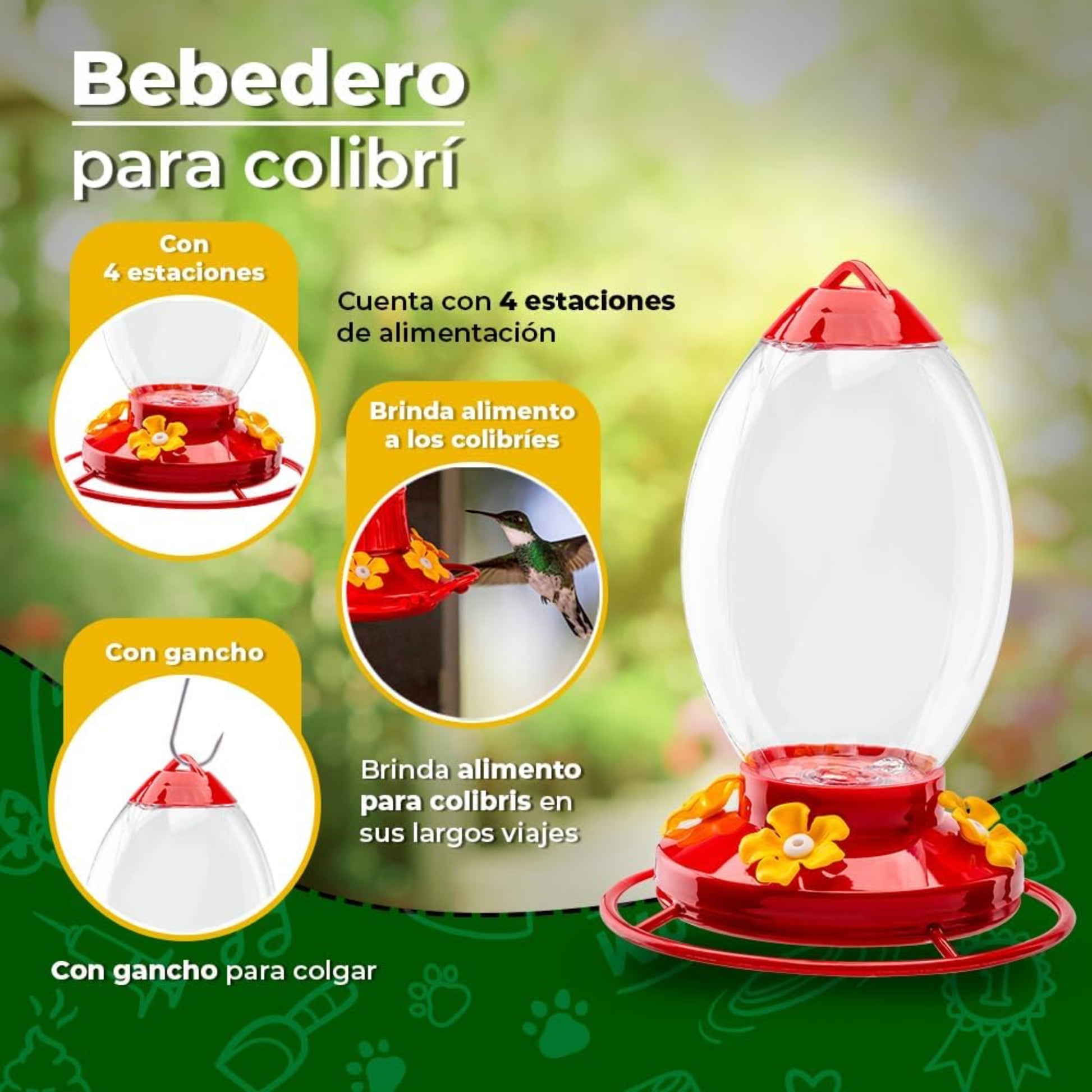 Bebedero para Colibríes Fancy Pets 940 ml – Red Kite - COSMOS