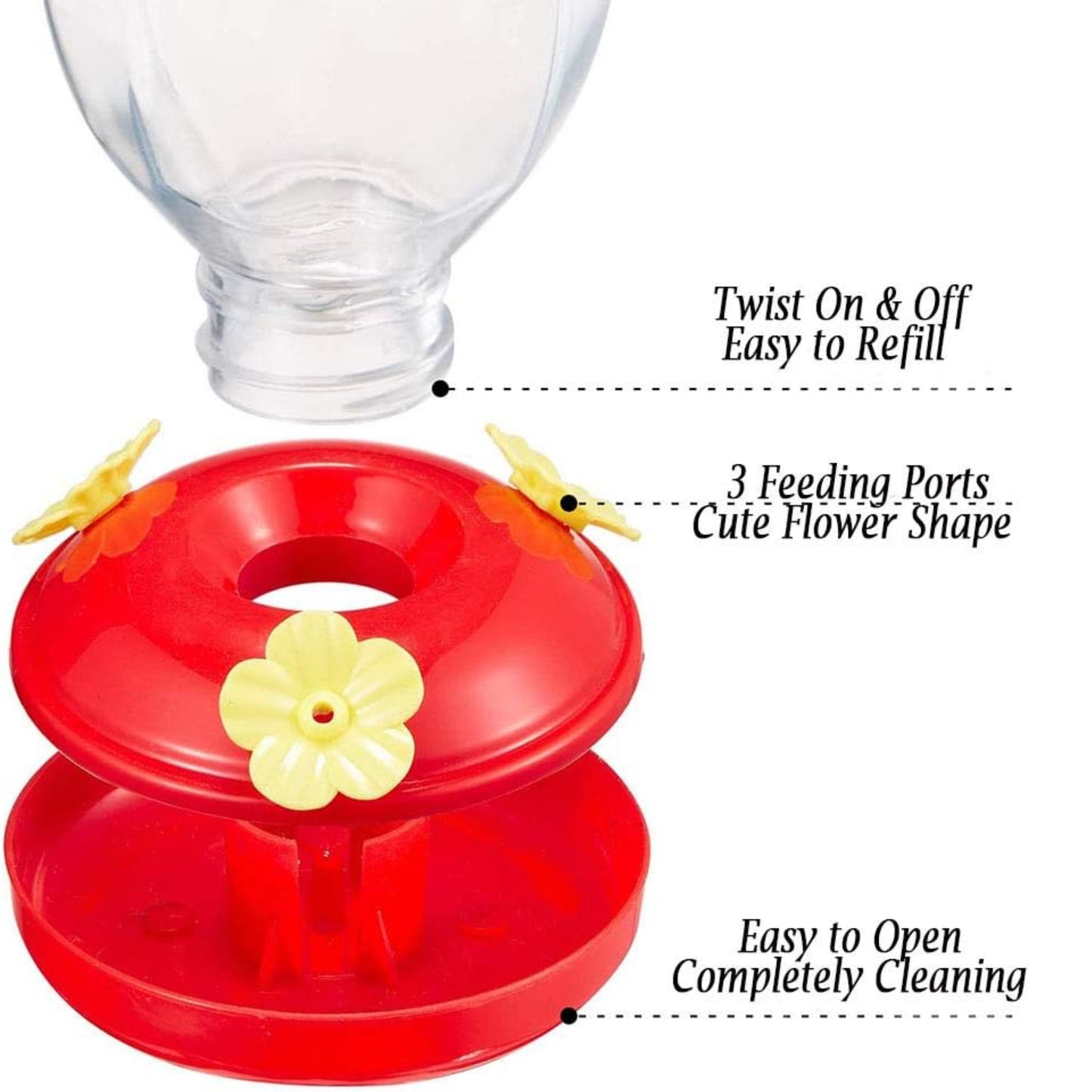 Comedero para Colibríes con Puerto de Flores – Plástico Resistente 9.5 x 17.5 cm - COSMOS