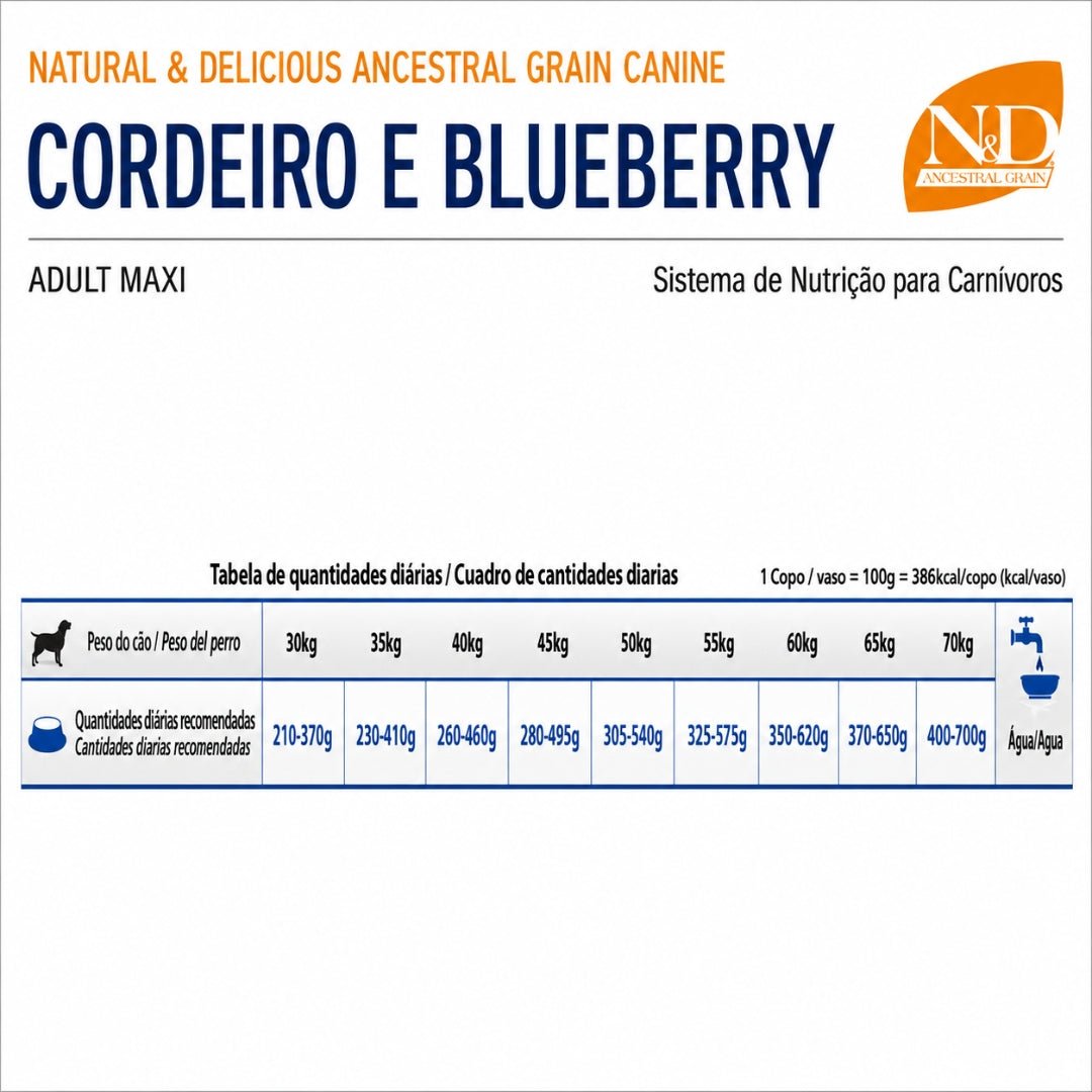 N&D Ancestral Grain Cordero Adulto Maxi 10.1kg - Cosmos