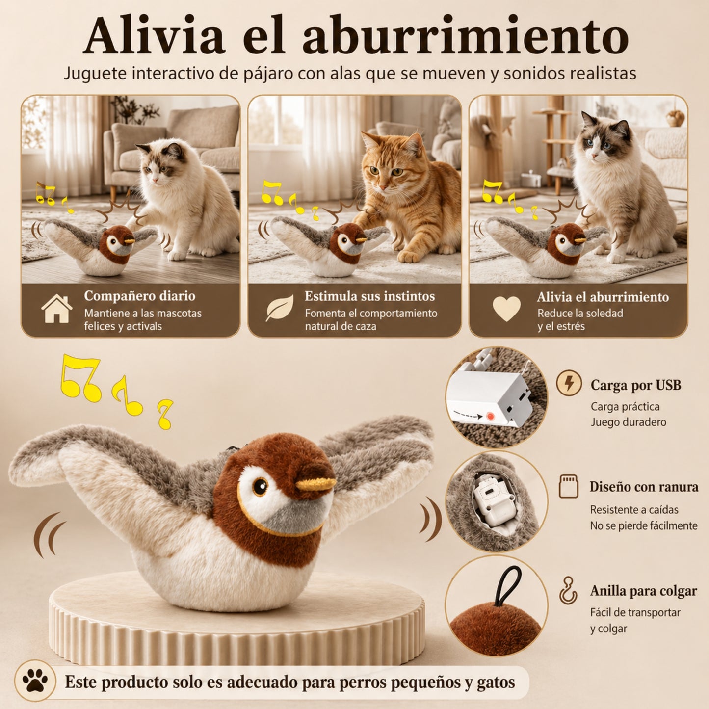 Juguete Interactivo Pajarito para Gatos – Estimula el Instinto de Caza y Juego