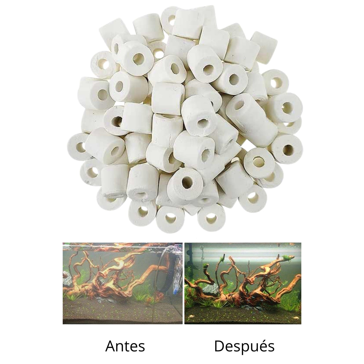 Anillos de Cerámica Biológica para Acuario – 1000 g con Funda de Malla - Cosmos