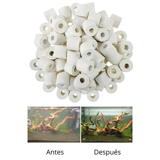 Anillos de Cerámica Biológica para Acuario – 1000 g con Funda de Malla - Cosmos