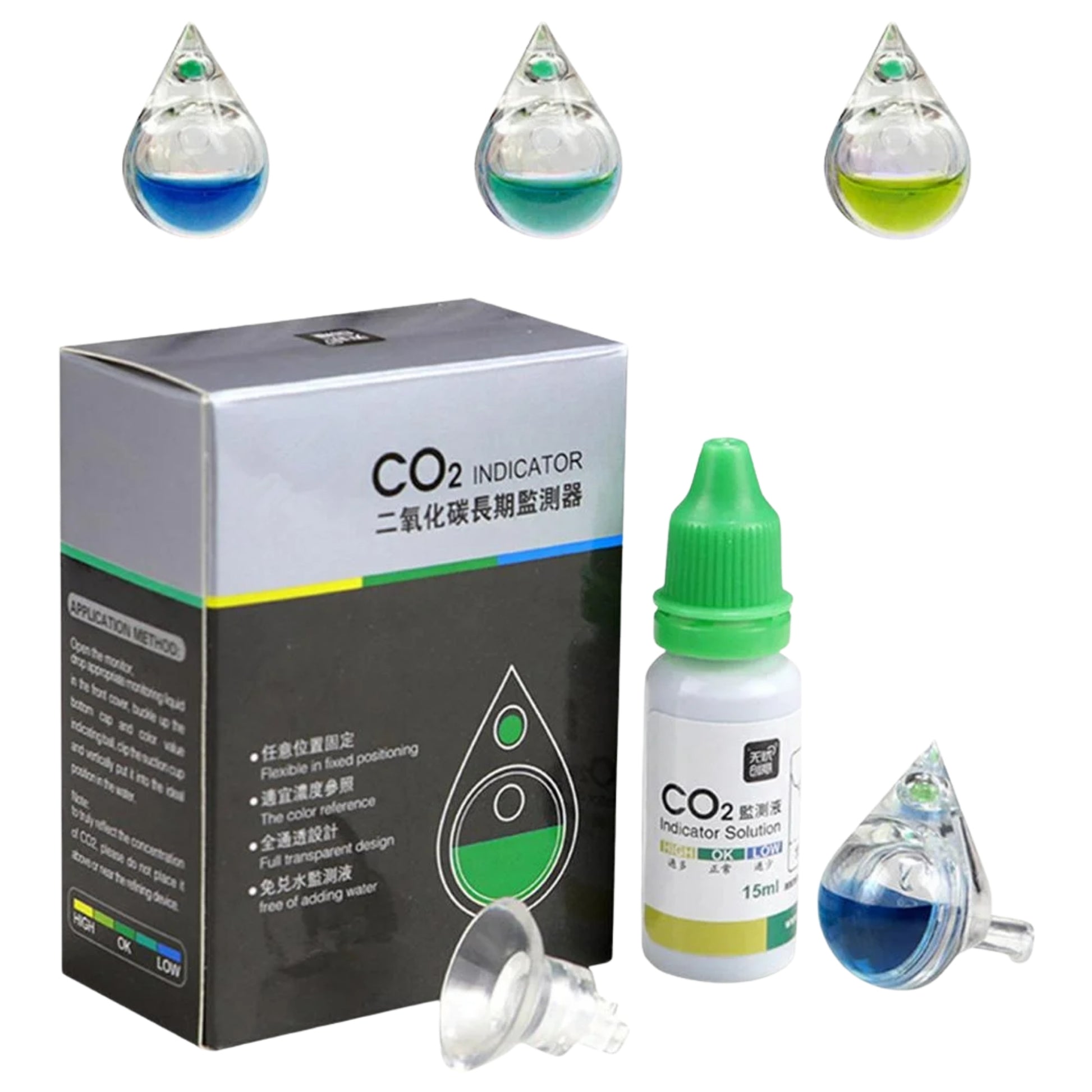 Comprobador de CO2 con Indicador de Vidrio – Medidor de PH y Dióxido de Carbono para Acuario - COSMOS