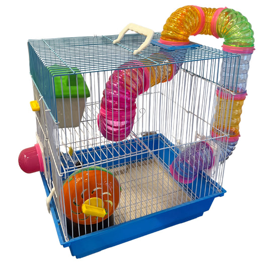 Jaula de 2 Pisos con Escalerita para Hámsters – Amplia y Resistente - COSMOS