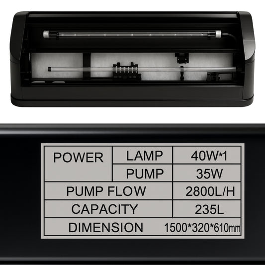 Acuario Premium XL – 235 Litros Diseño moderno con sistema de filtración potente e iluminación LED profesional - COSMOS