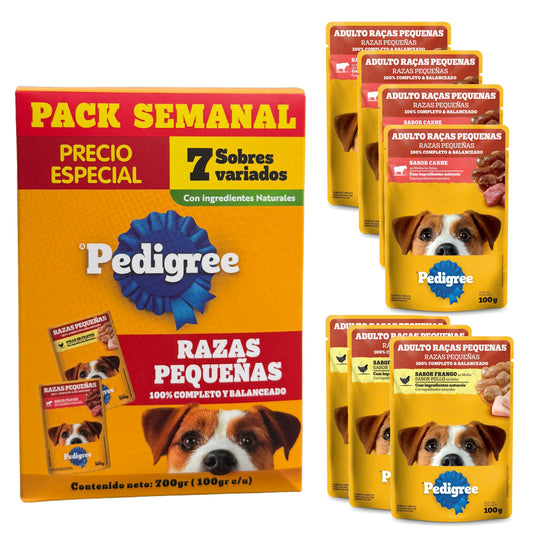 Pedigree® Pouch Razas Pequeñas – Pack x7 (Pollo y Carne) - Cosmos