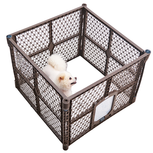 Corral Plástico con Puerta – 4 Paneles para Mascotas Pequeñas