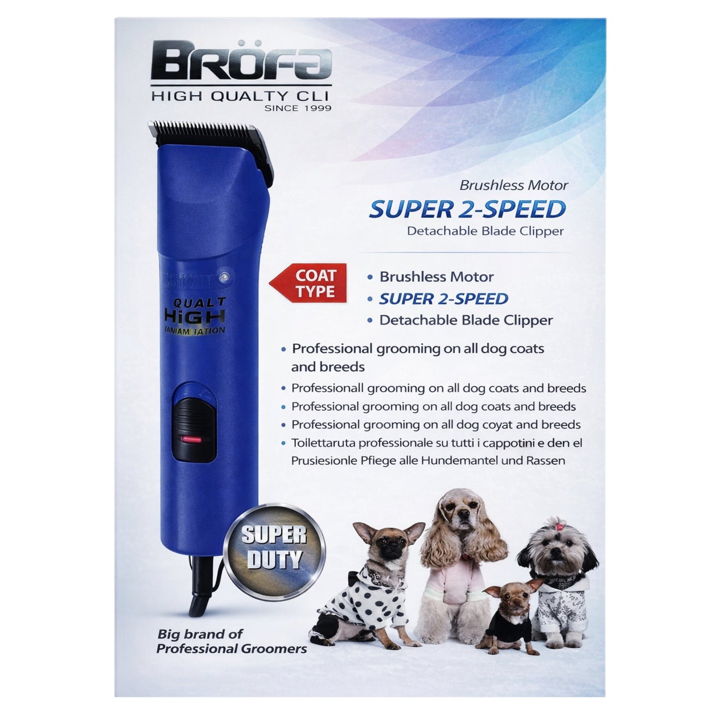 Máquina Rasuradora Profesional de 2 Velocidades para Grooming - Cosmos