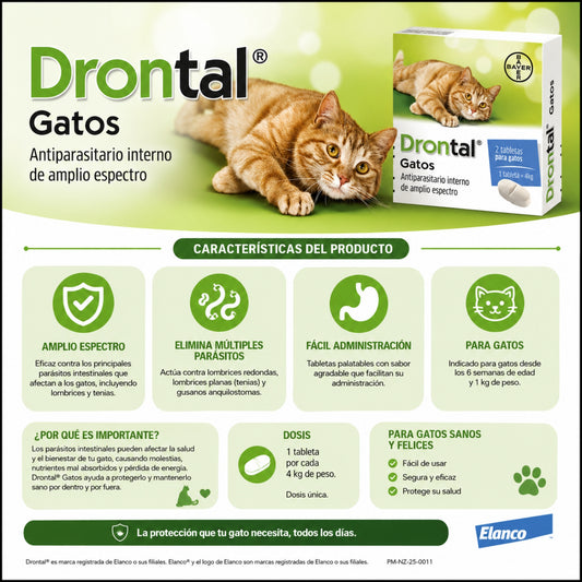 Drontal Gatos | Antiparasitario Interno de Amplio Espectro - Cosmos