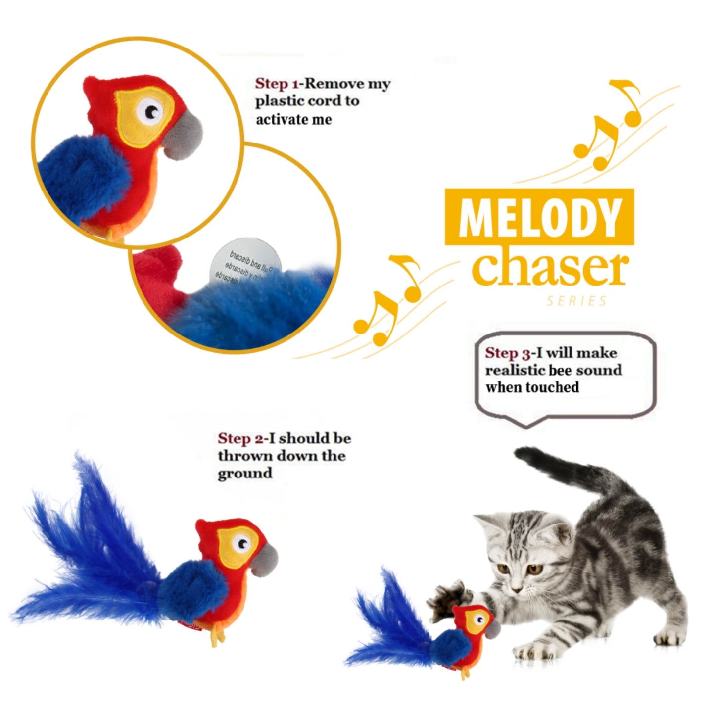 GiGwi Melody Chaser |Juguete para Gatos con Sonido Interactivo - Cosmos