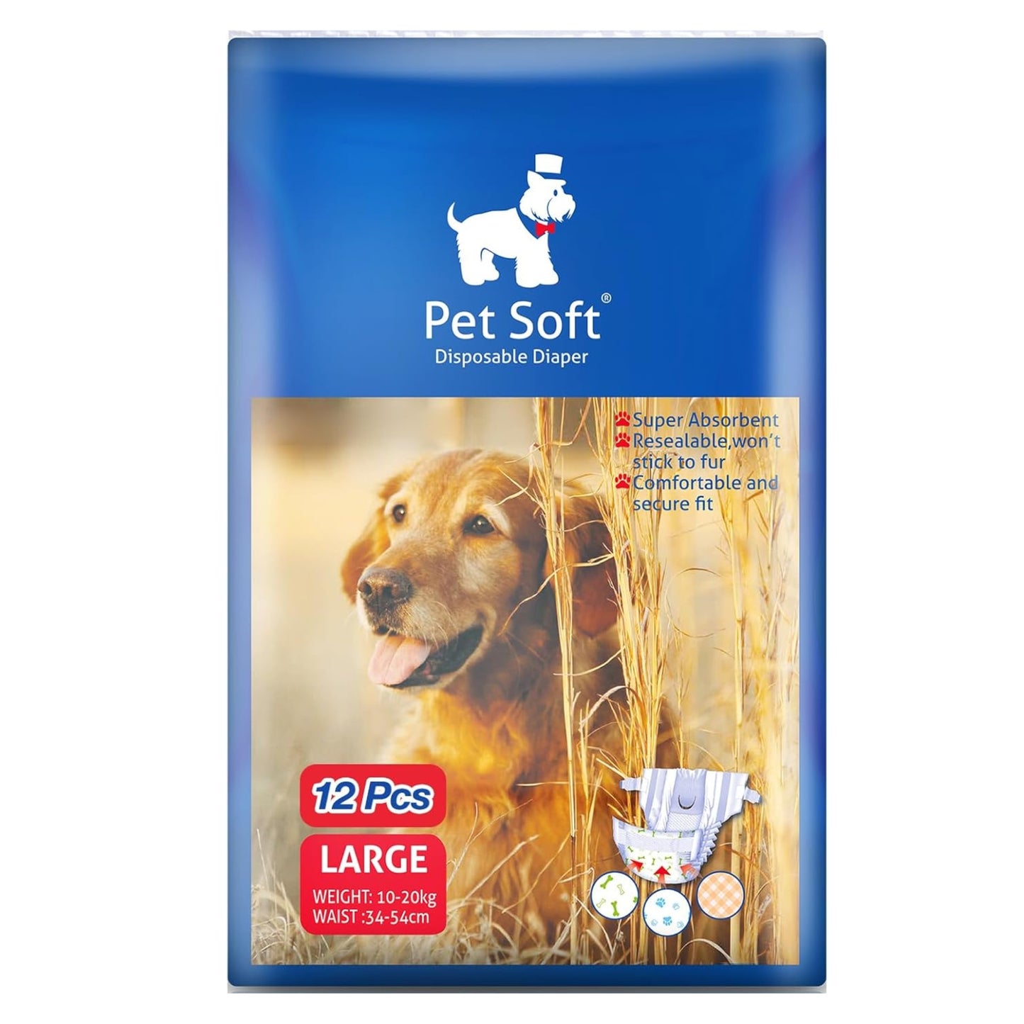 Pañales Desechables Pet Soft – Pack de 12 Unidades