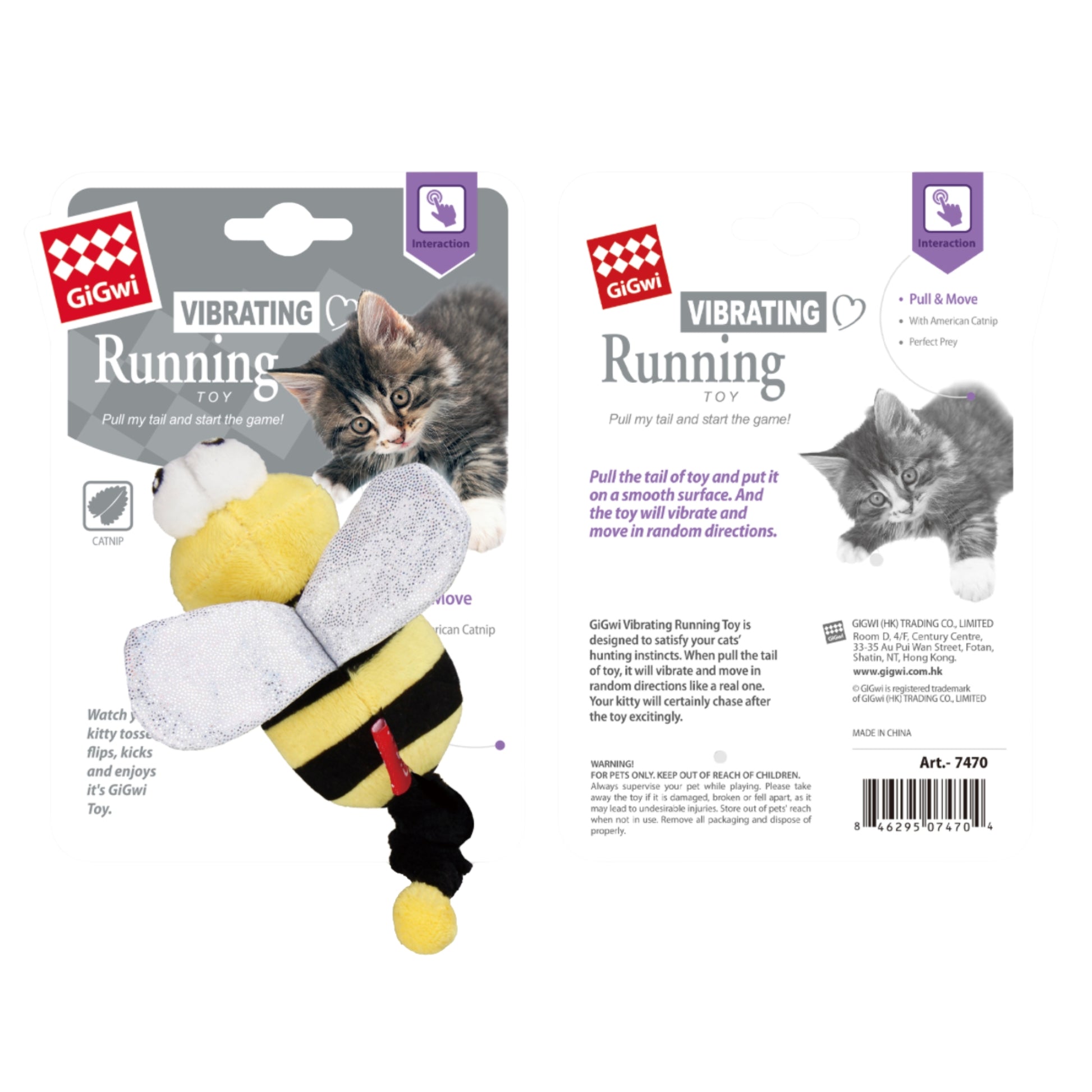 GiGwi Running Abeja - Juguete Interactivo para Gatos con Catnip - Cosmos