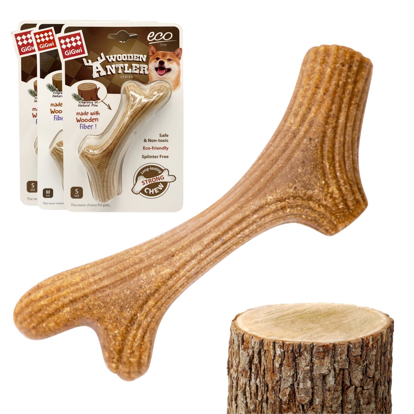 GiGwi Wooden Antler para Perros | Mordedor Natural de Madera Resistente - Cosmos
