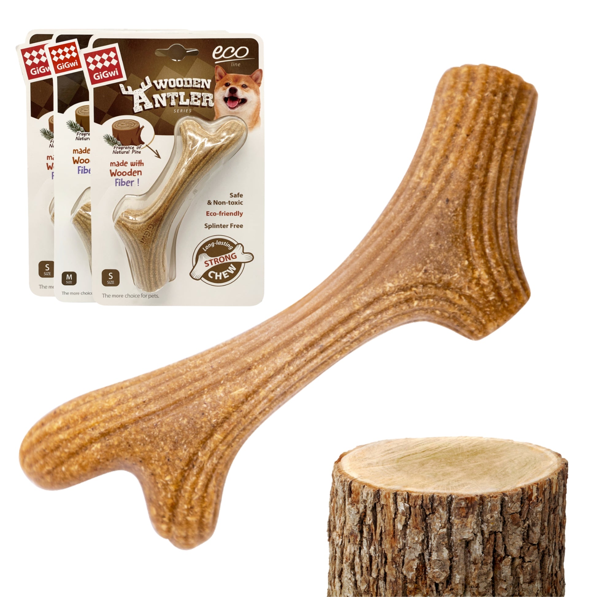 GiGwi Wooden Antler para Perros | Mordedor Natural de Madera Resistente - Cosmos