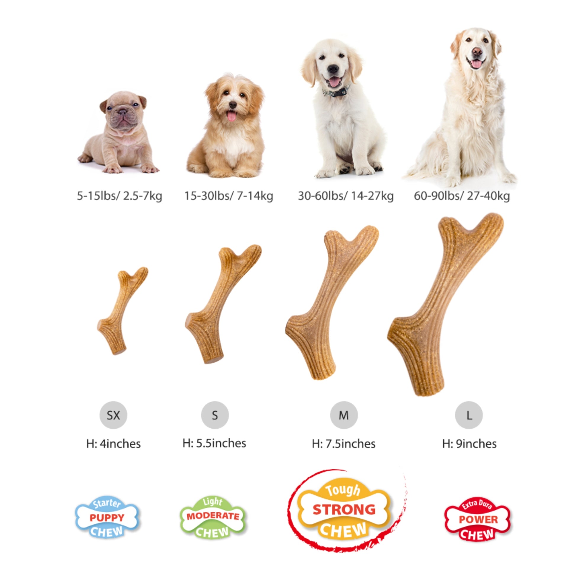 GiGwi Wooden Antler para Perros | Mordedor Natural de Madera Resistente - Cosmos
