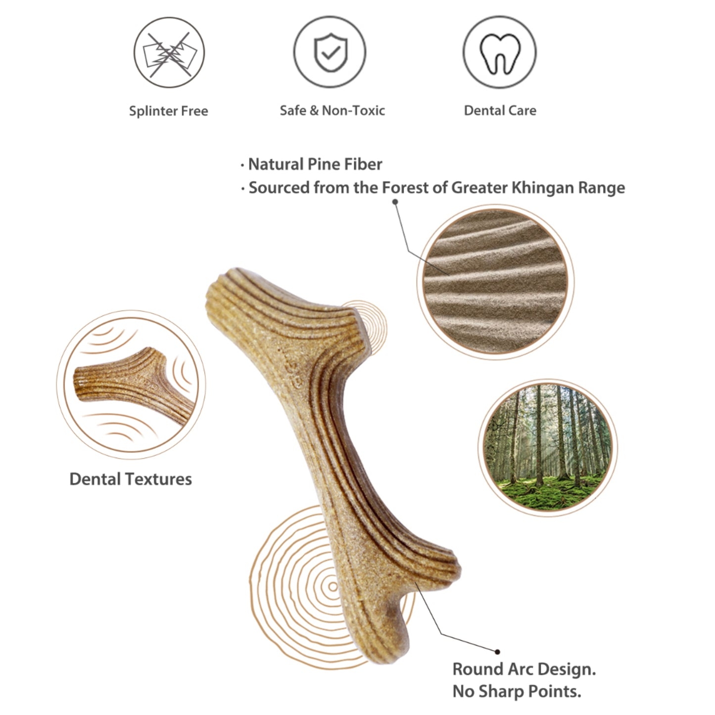 GiGwi Wooden Antler para Perros | Mordedor Natural de Madera Resistente - Cosmos