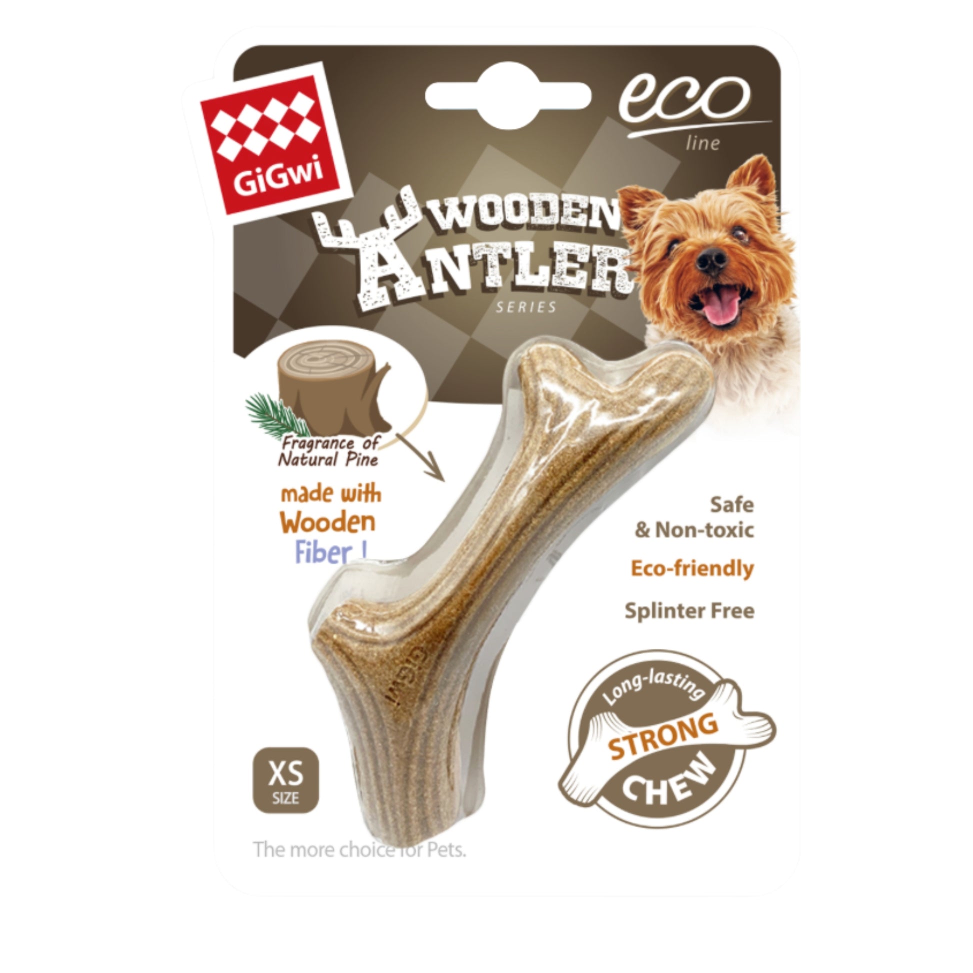 GiGwi Wooden Antler para Perros | Mordedor Natural de Madera Resistente - Cosmos