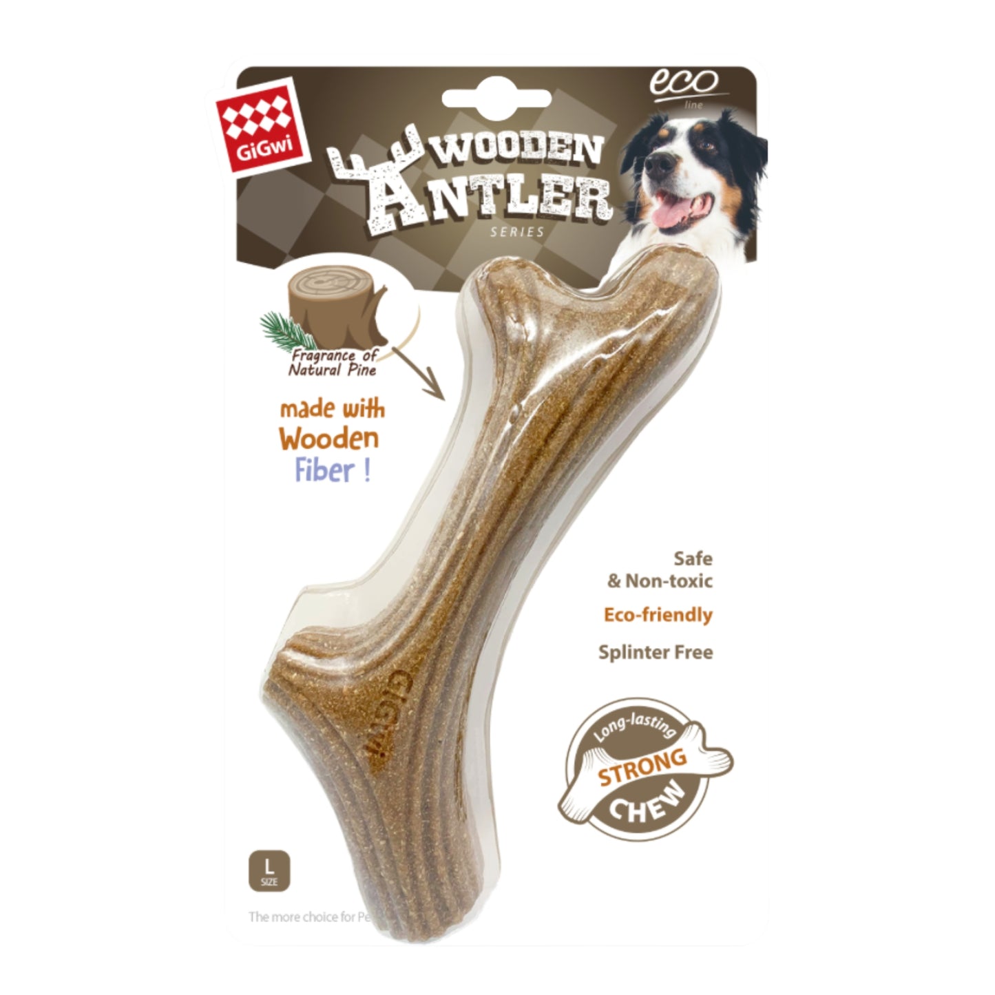 GiGwi Wooden Antler para Perros | Mordedor Natural de Madera Resistente - Cosmos