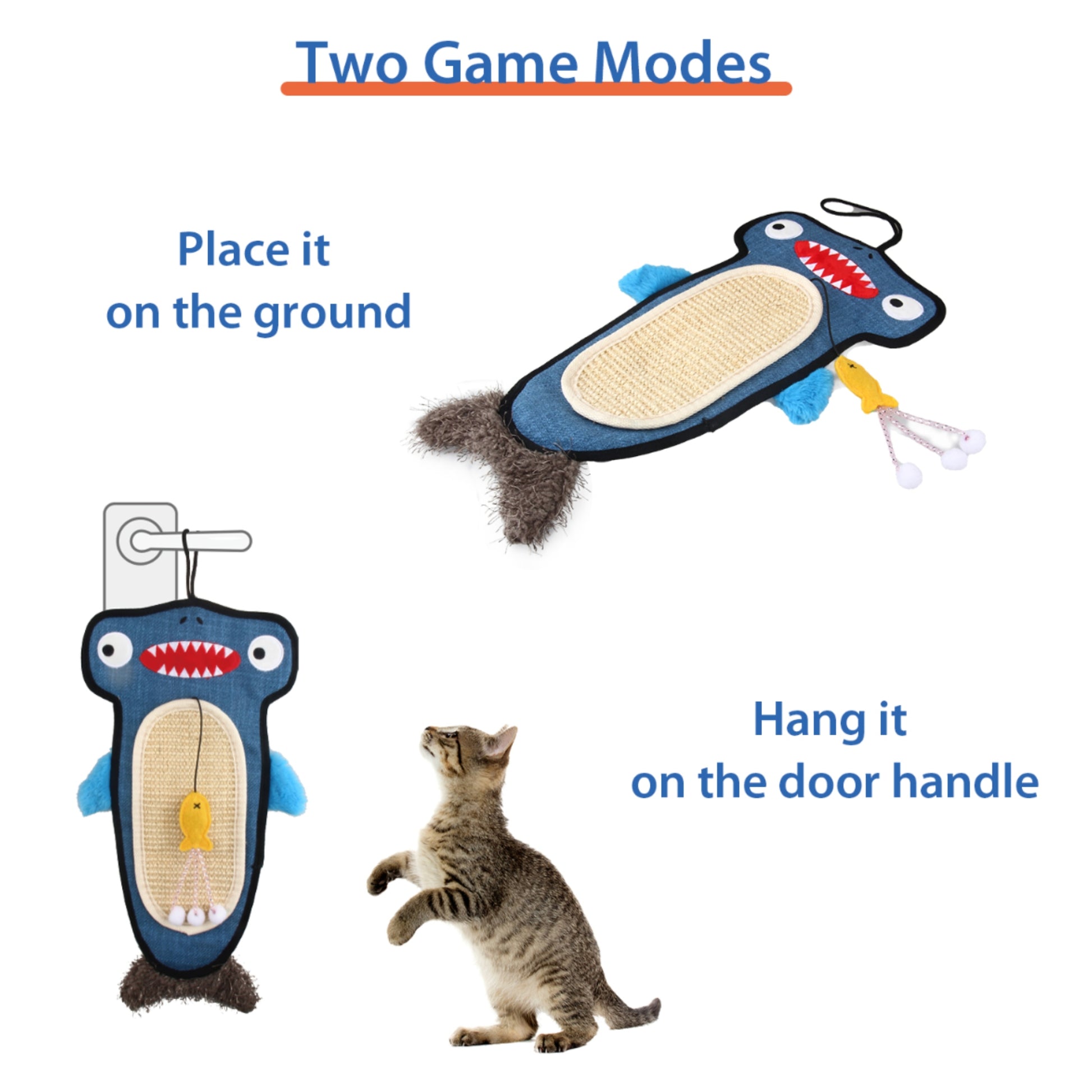 GiGwi Shark Scratcher con Catnip para Gatos | Rascador Colgante Interactivo 2 en 1 - Cosmos