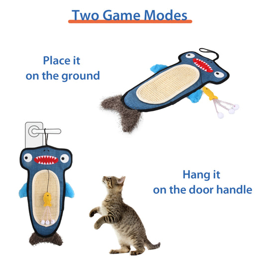 GiGwi Shark Scratcher con Catnip para Gatos | Rascador Colgante Interactivo 2 en 1 - Cosmos
