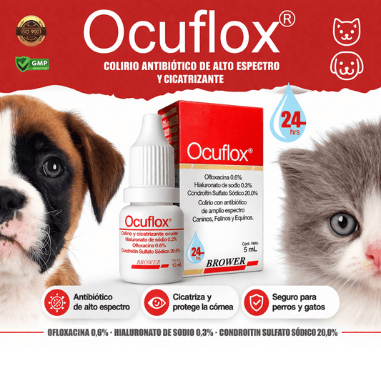 Ocuflox - Colirio Antibiótico para Perros y Gatos - Cosmos